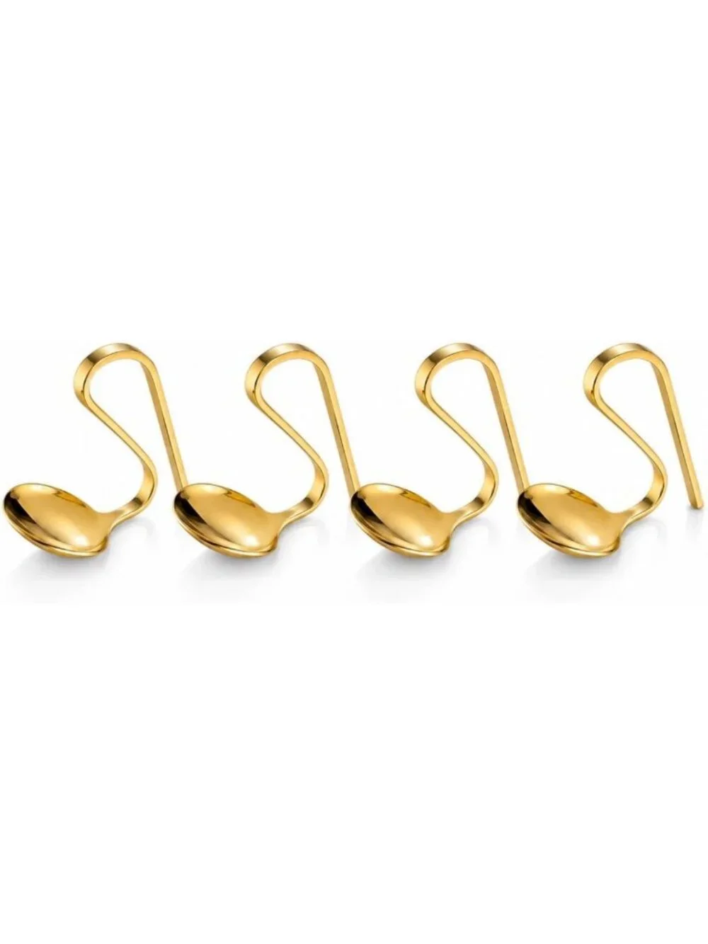 Gold Martini Appetizer Spoons - Rim-Hanging Stainless Steel Cocktail Set of 4